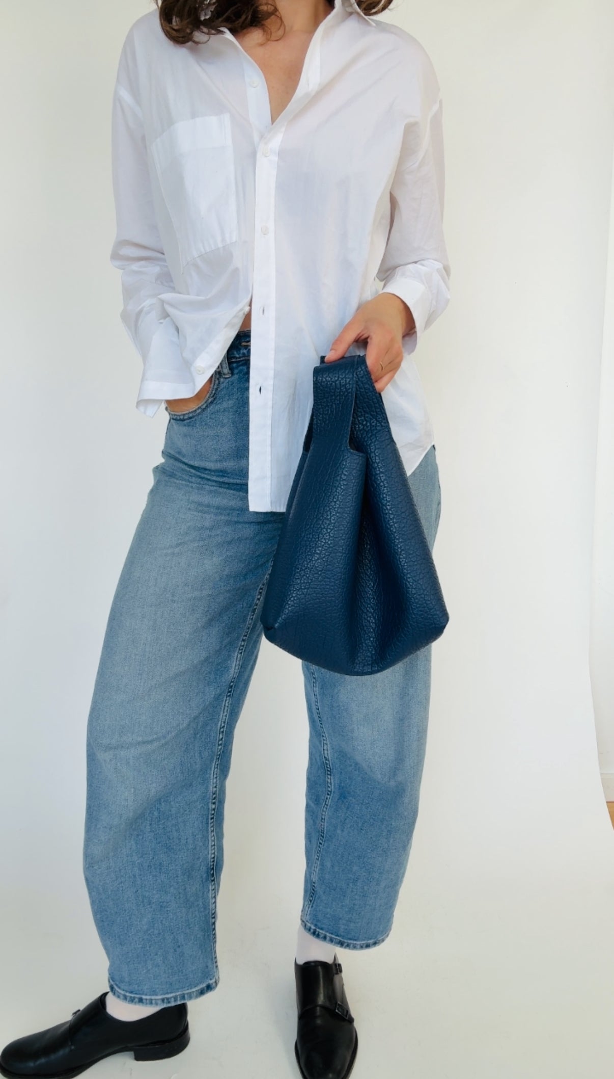 ISSY MINI TOTE | PEBBLED NAVY – Market Canvas Leather