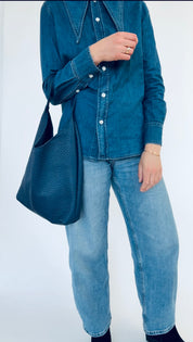 BRUNA SHOULDER BAG | PEBBLED NAVY