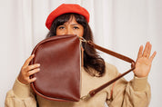 MICKALENE SHOULDER BAG | PECAN Leather Bag - handcrafted by Market Canvas Leather in Tofino, BC, Canada