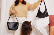 MICKALENE SHOULDER BAG | NOIR Leather Bag - handcrafted by Market Canvas Leather in Tofino, BC, Canada