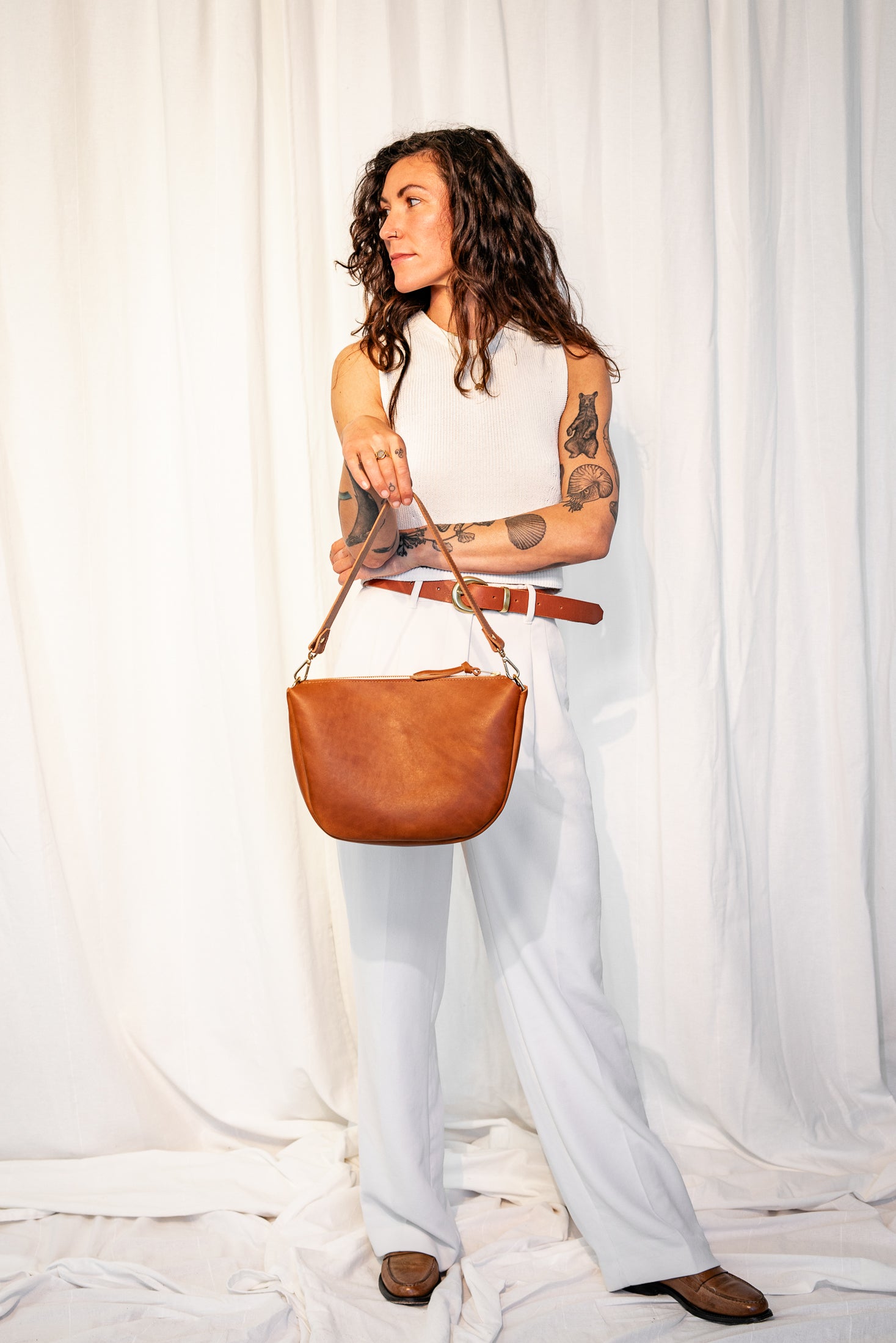 WHOLESALE MICKALENE SHOULDER BAG | MOCHA Leather Bag - handcrafted by Market Canvas Leather in Tofino, BC, Canada