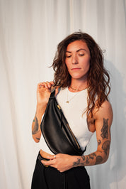 LAUREL SLING BAG | NOIR Leather Bag - handcrafted by Market Canvas Leather in Tofino, BC, Canada