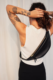 LAUREL SLING BAG | NOIR Leather Bag - handcrafted by Market Canvas Leather in Tofino, BC, Canada