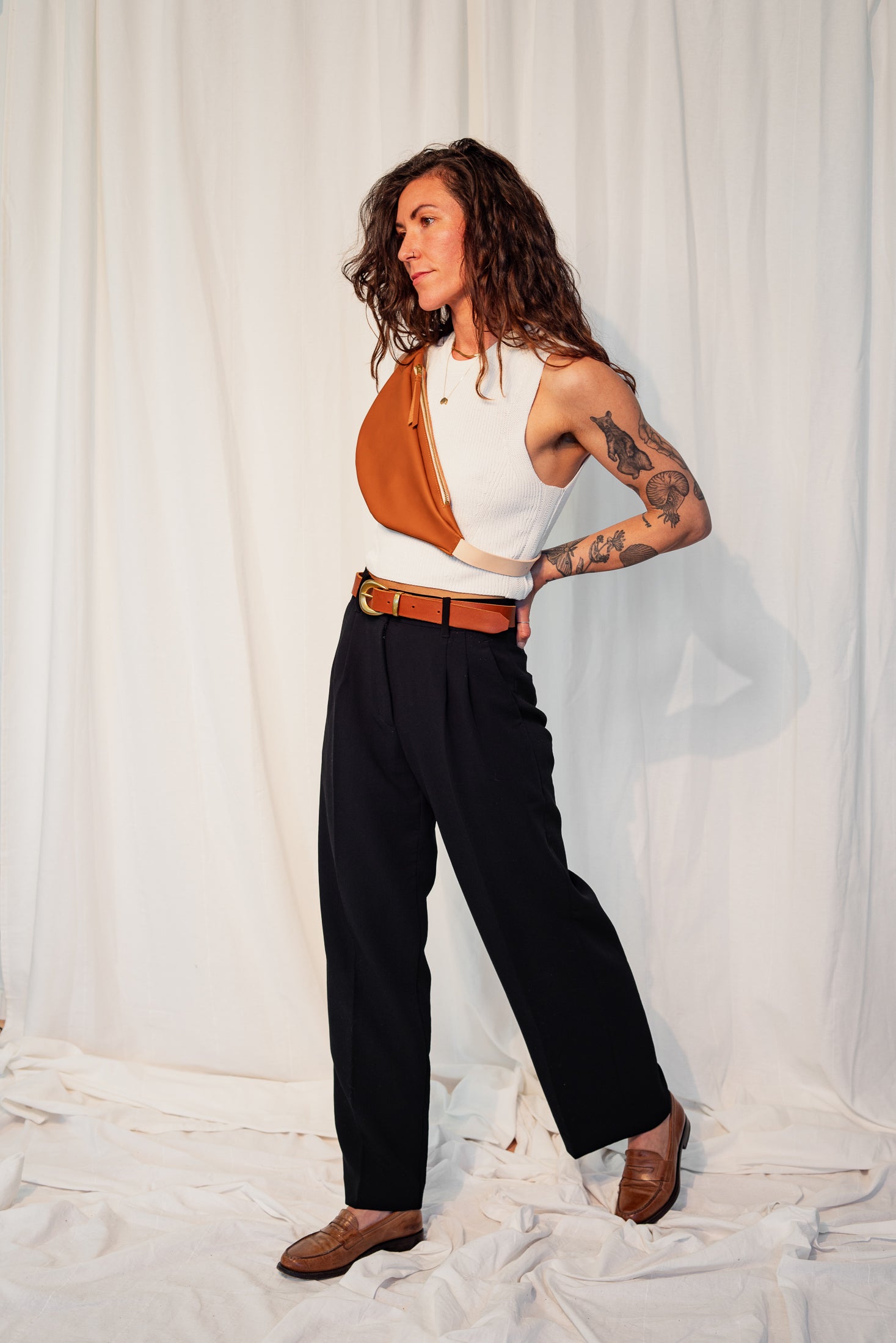 LAUREL SLING BAG | CARAMEL Leather Bag - handcrafted by Market Canvas Leather in Tofino, BC, Canada