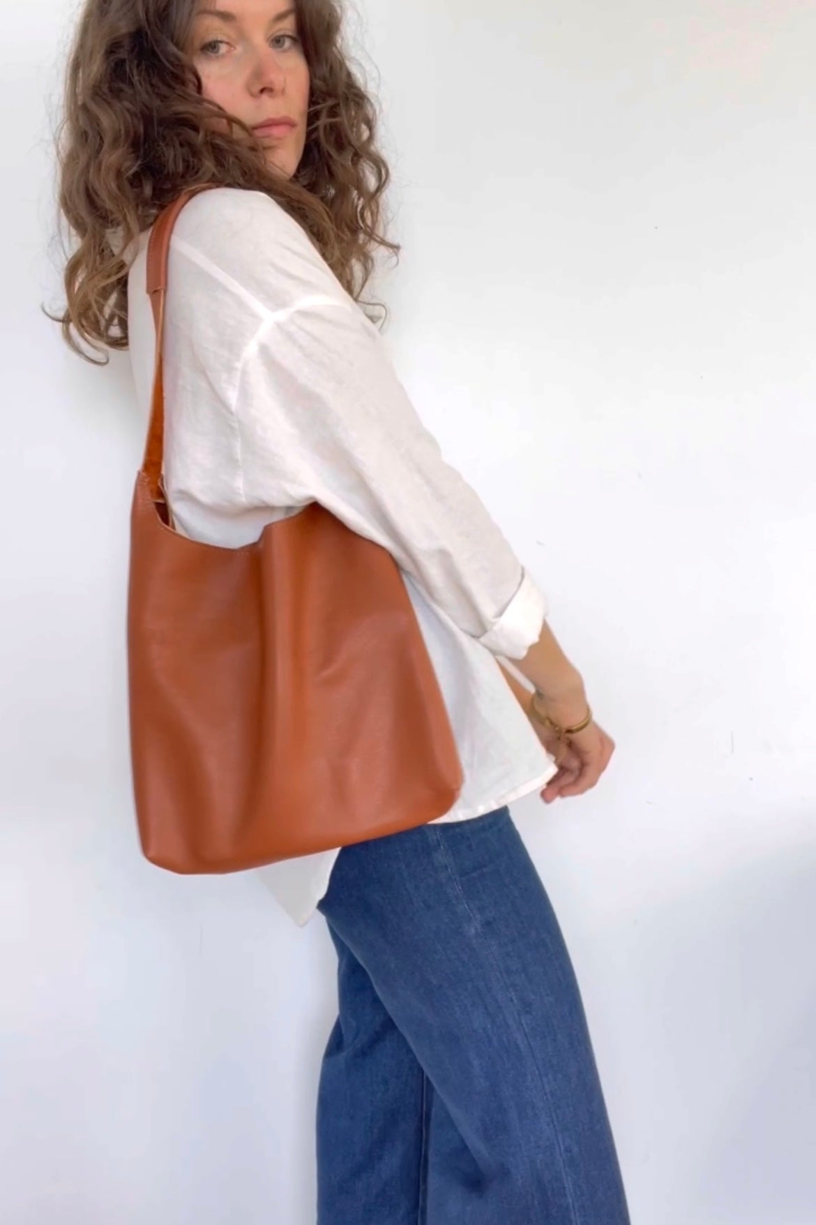 Leather 70's Tote Bag Leather Bag - handcrafted by Market Canvas Leather in Tofino, BC, Canada