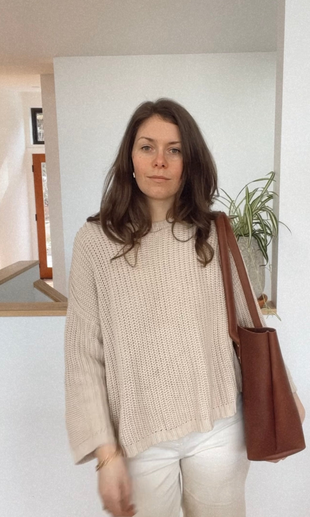 Refined Tote in Brown Leather Bag - handcrafted by Market Canvas Leather in Tofino, BC, Canada
