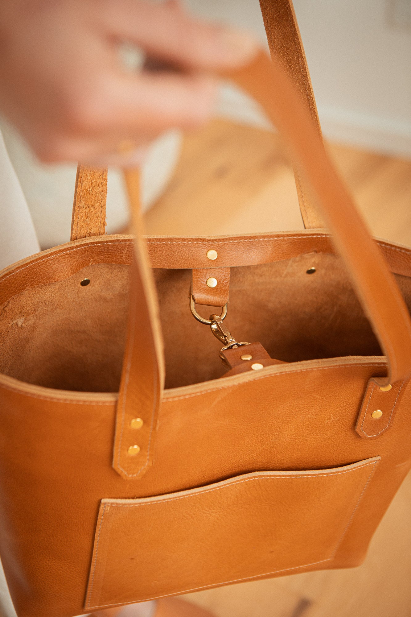 Leather Essential Tote Leather Bag - handcrafted by Market Canvas Leather in Tofino, BC, Canada