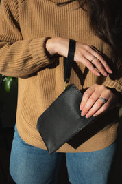 MARTHA POUCH | NOIR Leather Bag - handcrafted by Market Canvas Leather in Tofino, BC, Canada