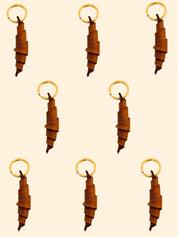 LEATHER CROISSANT KEYCHAIN | CARAMEL