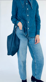 BRUNA SHOULDER BAG | PEBBLED NAVY