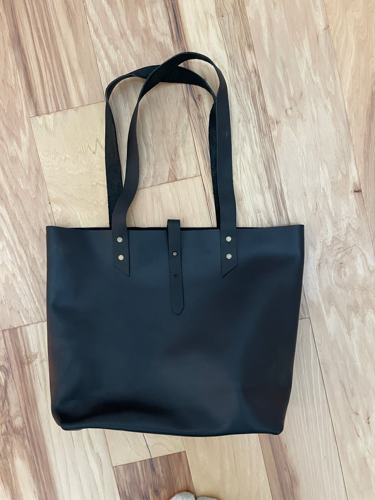 Imperfect: Classic Tote in Black Leather Bag - handcrafted by Market Canvas Leather in Tofino, BC, Canada