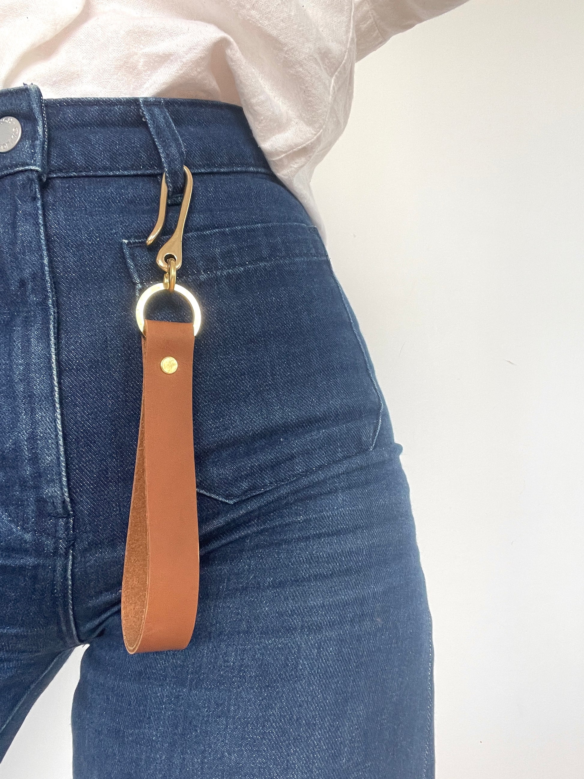 Leather and Brass Wristlet Key Chain- Wholesale 3 colour options Leather Bag - handcrafted by Market Canvas Leather in Tofino, BC, Canada
