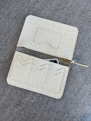 IVY LEATHER CLUTCH WALLET | CREAM CROC