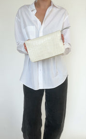 IVY LEATHER CLUTCH WALLET | CREAM CROC