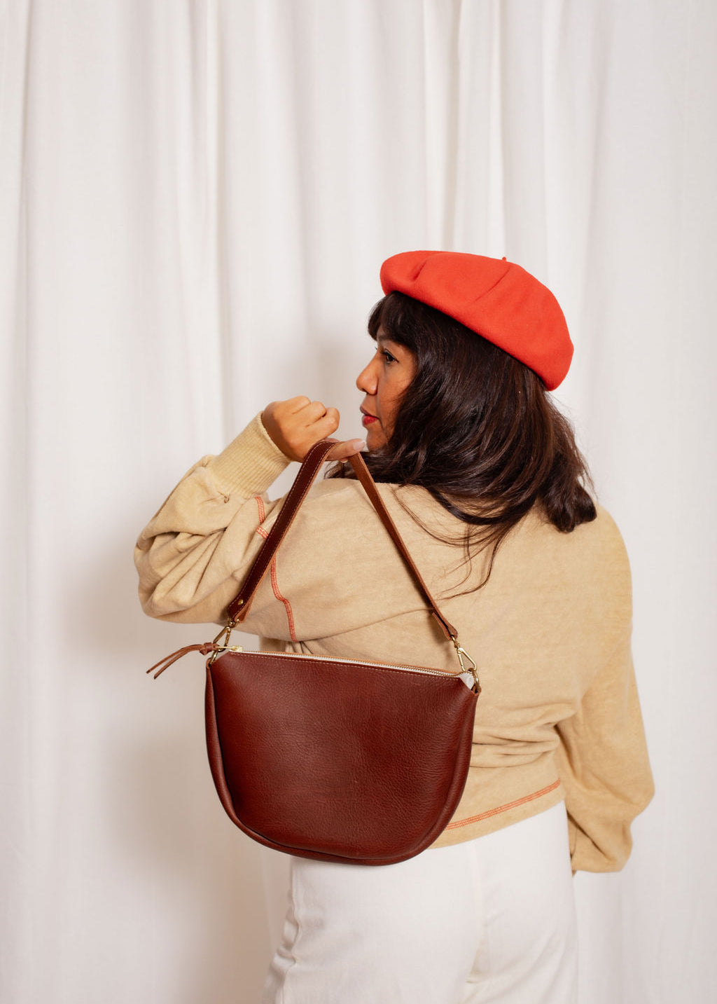 MICKALENE SHOULDER BAG | PECAN Leather Bag - handcrafted by Market Canvas Leather in Tofino, BC, Canada