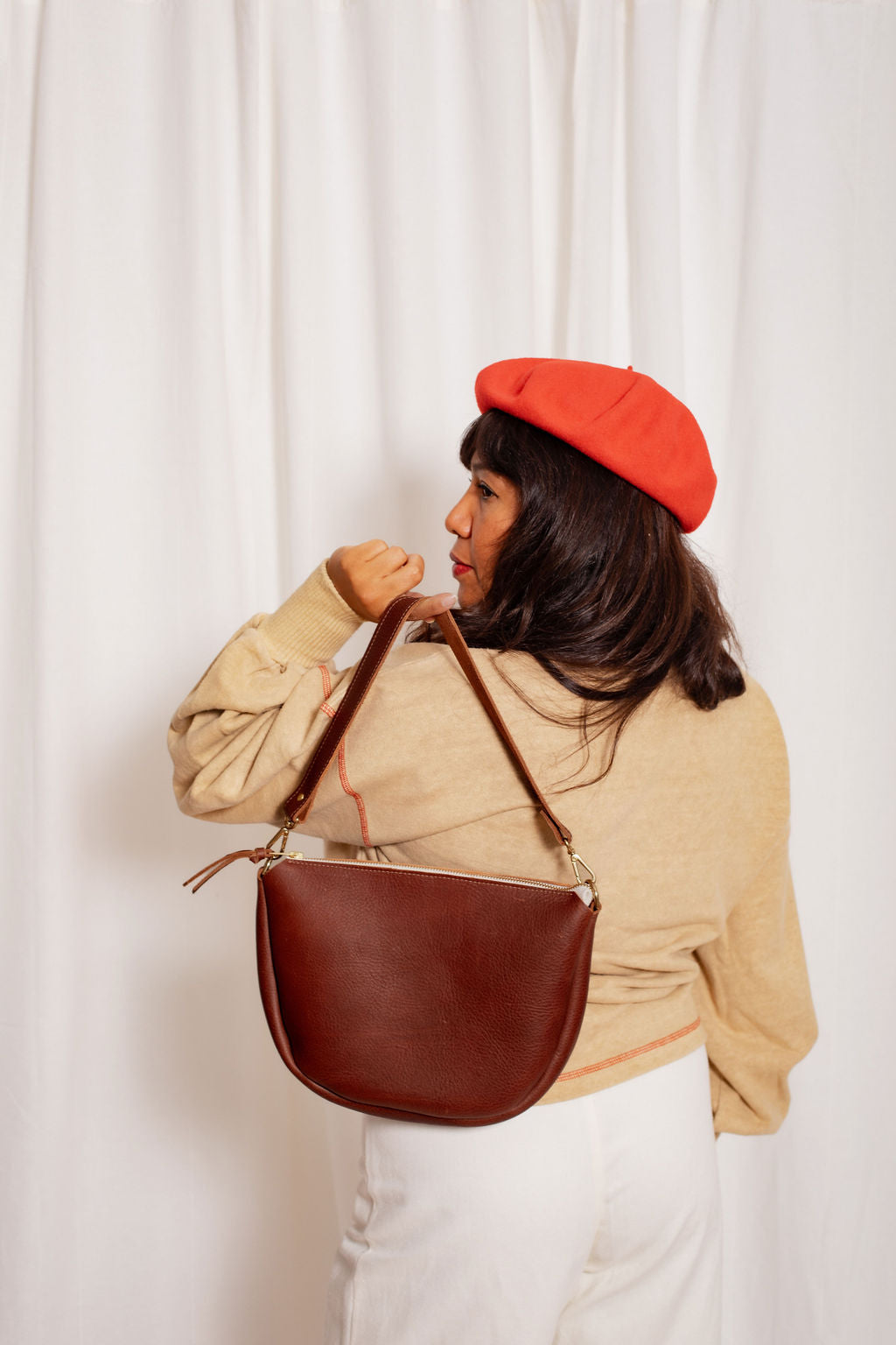 MICKALENE SHOULDER BAG | PECAN Leather Bag - handcrafted by Market Canvas Leather in Tofino, BC, Canada