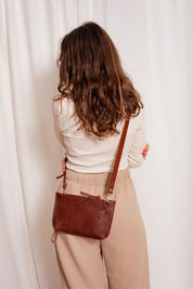 ASTRID CONVERTIBLE CROSSBODY | PECAN Leather Bag - handcrafted by Market Canvas Leather in Tofino, BC, Canada