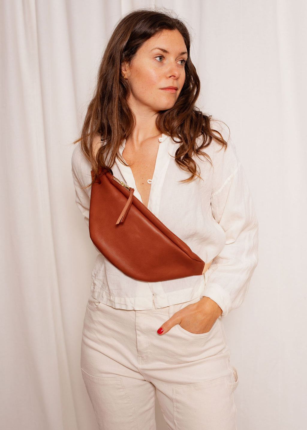 LAUREL SLING BAG | COGNAC Leather Bag - handcrafted by Market Canvas Leather in Tofino, BC, Canada