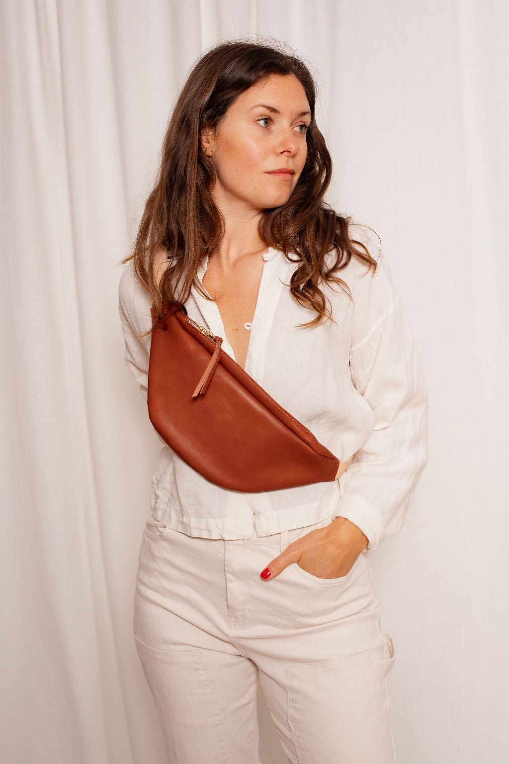 LAUREL SLING BAG | COGNAC Leather Bag - handcrafted by Market Canvas Leather in Tofino, BC, Canada