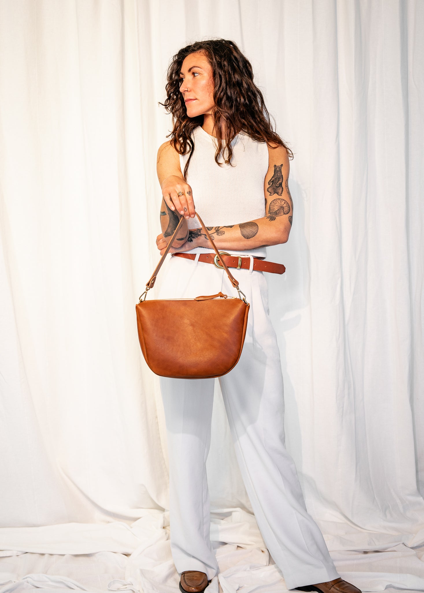 WHOLESALE MICKALENE SHOULDER BAG | MOCHA Leather Bag - handcrafted by Market Canvas Leather in Tofino, BC, Canada