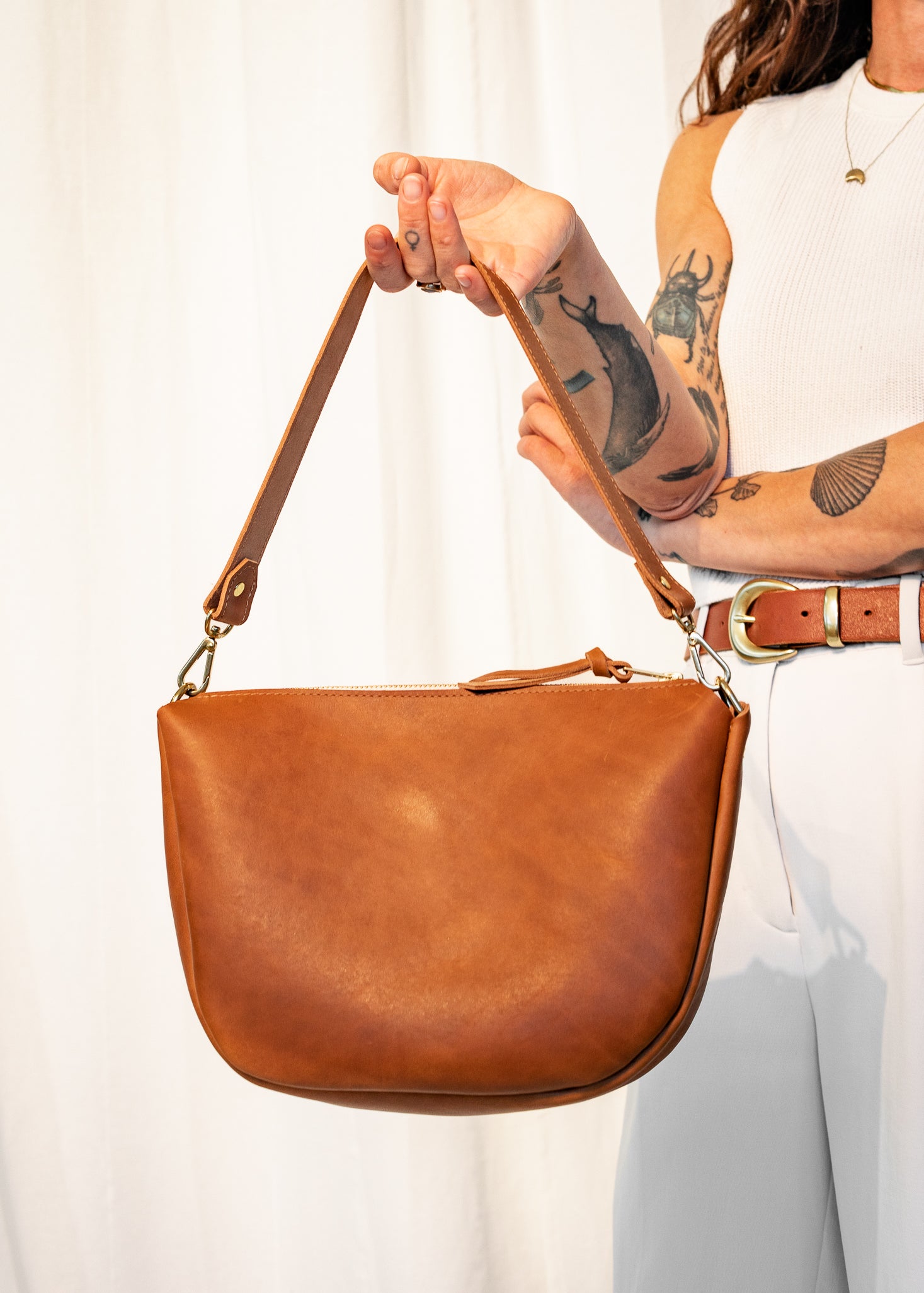 WHOLESALE MICKALENE SHOULDER BAG | MOCHA Leather Bag - handcrafted by Market Canvas Leather in Tofino, BC, Canada