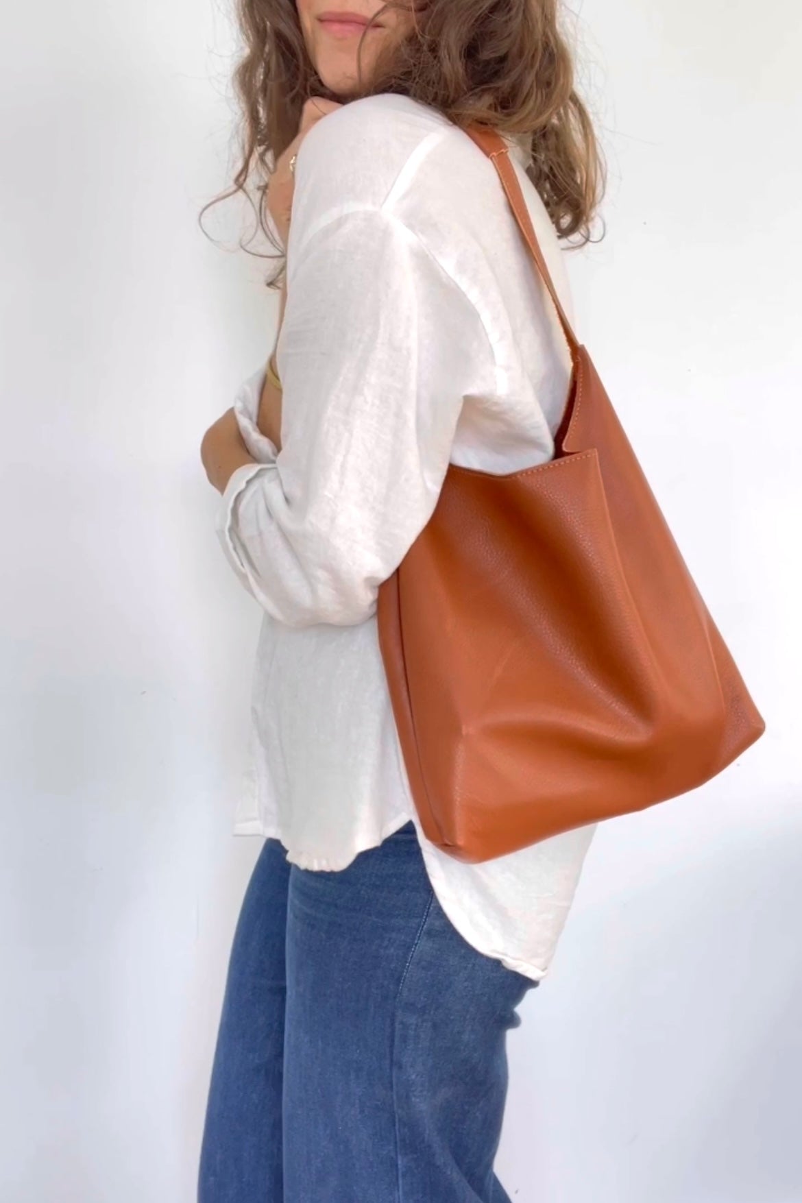 Leather 70's Tote Bag Leather Bag - handcrafted by Market Canvas Leather in Tofino, BC, Canada