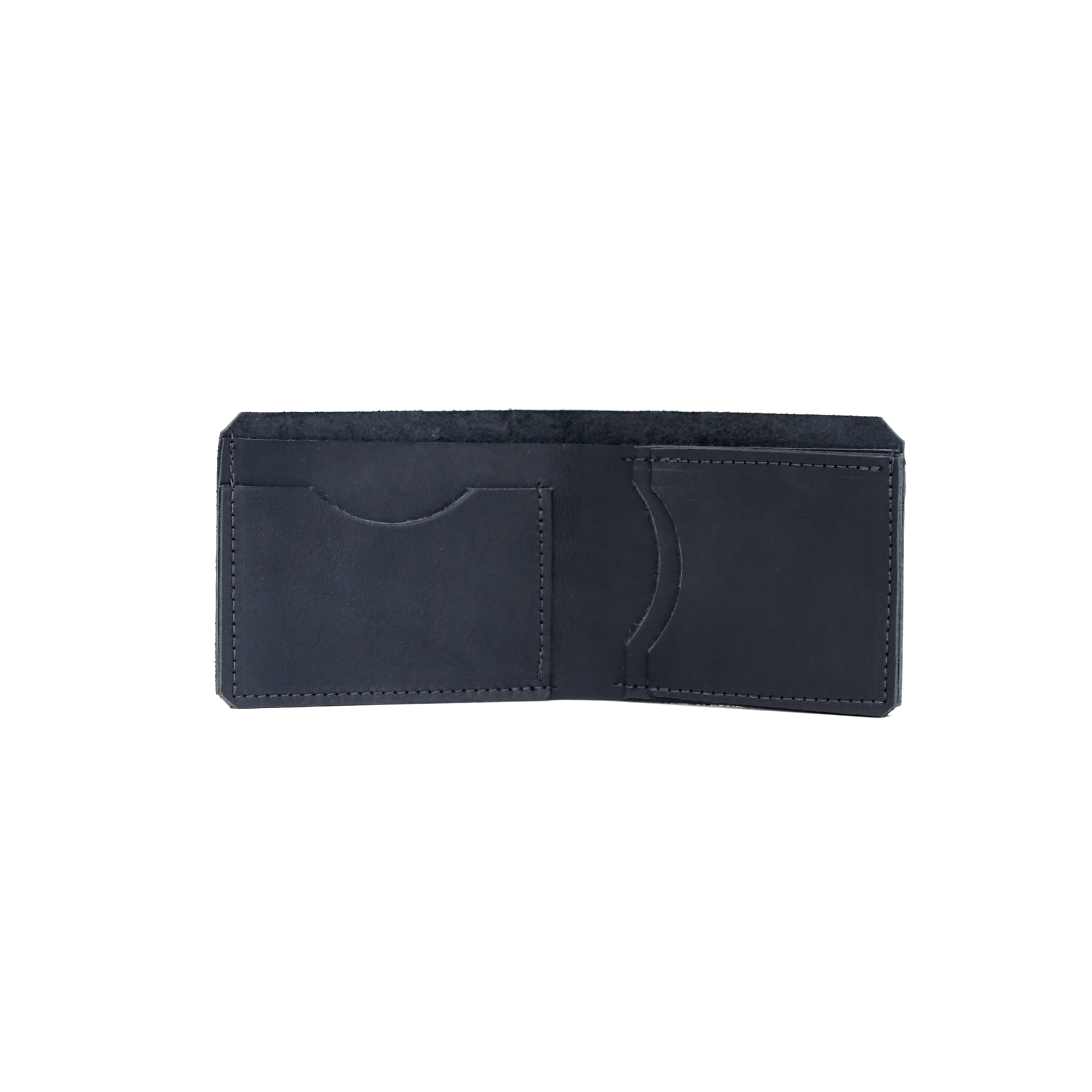 Bi fold Wallet in Matte Black Leather - handcrafted by Market Canvas Leather in Tofino, BC, Canada