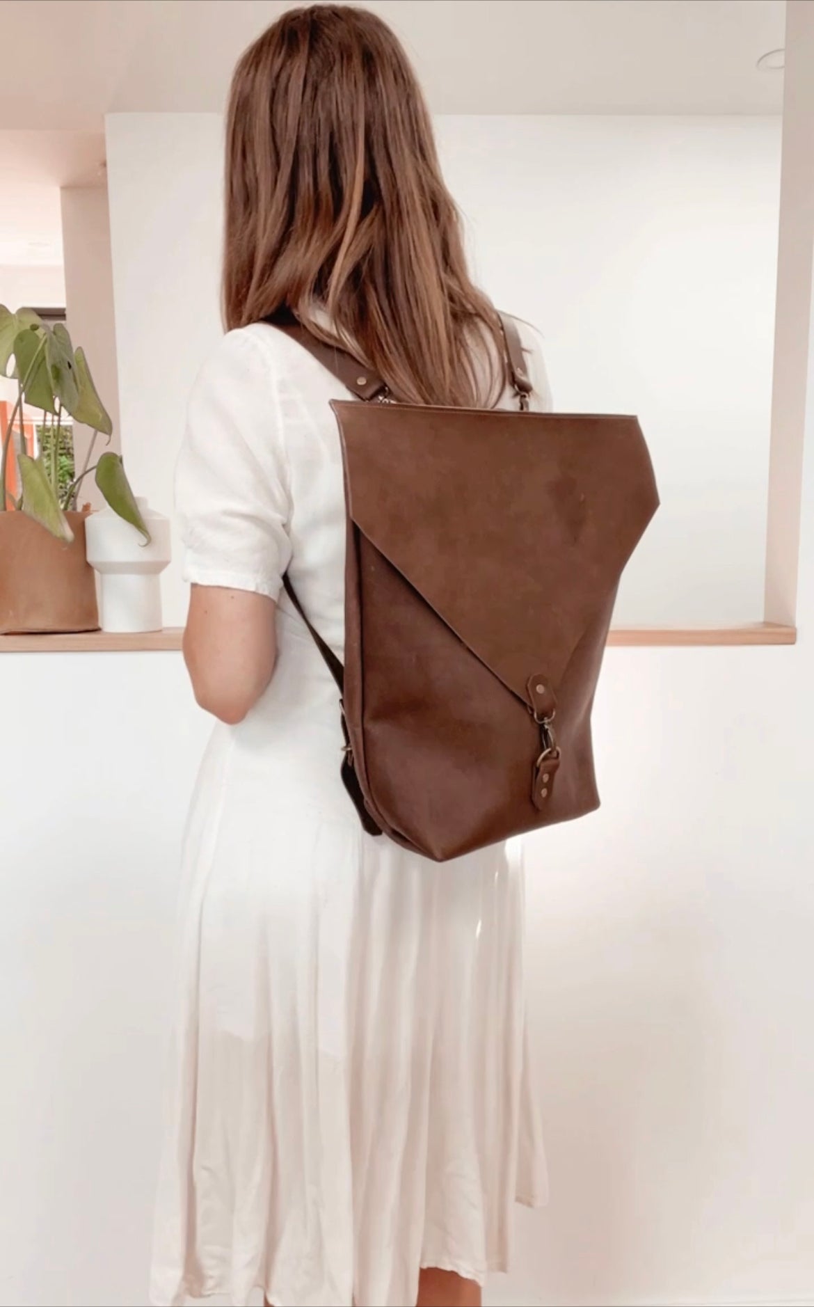 The Back Pack in Dark Brown Leather Bag - handcrafted by Market Canvas Leather in Tofino, BC, Canada