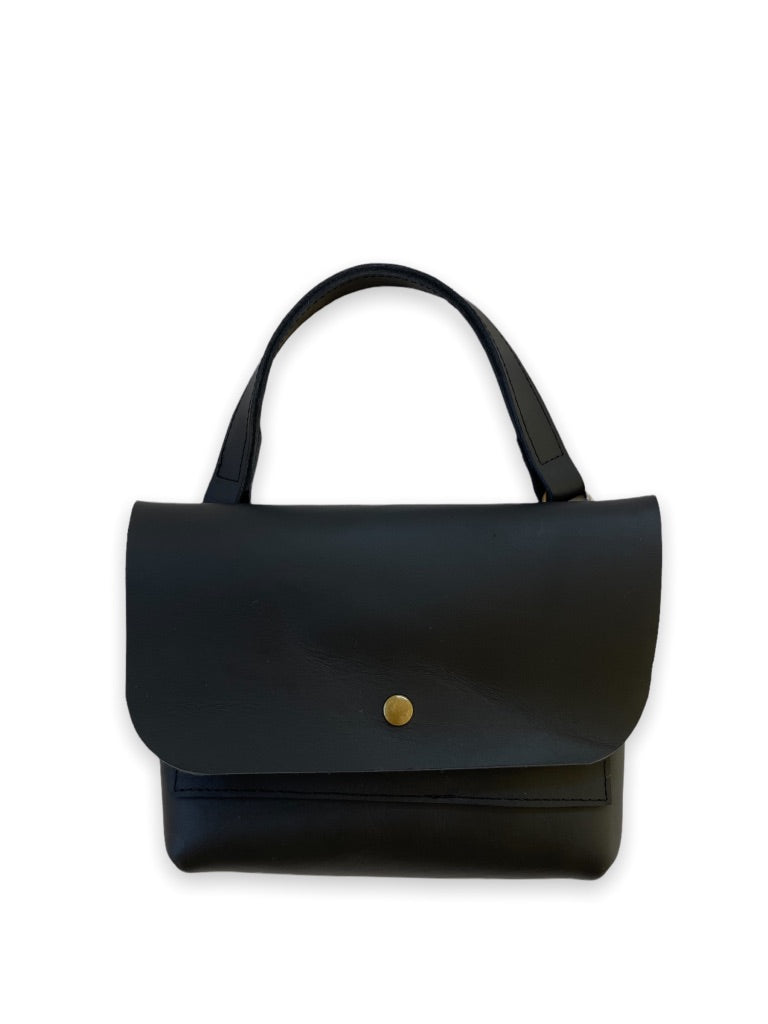 June Bag in Black Leather Bag - handcrafted by Market Canvas Leather in Tofino, BC, Canada
