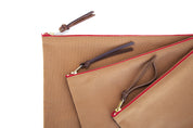 Caramel Canvas Travel Pouches Leather - handcrafted by Market Canvas Leather in Tofino, BC, Canada