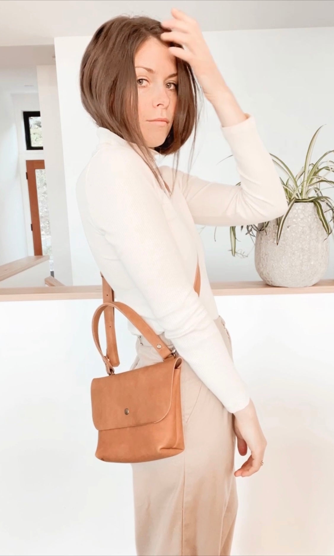 June Bag in Caramel Leather Bag - handcrafted by Market Canvas Leather in Tofino, BC, Canada