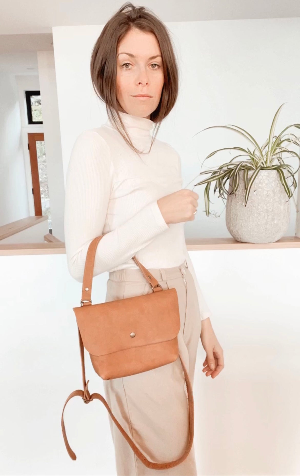 June Bag in Caramel Leather Bag - handcrafted by Market Canvas Leather in Tofino, BC, Canada